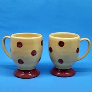 Southern Living Siena Polka Dot Pedestal Mugs By Artist Gail Pittman Set of 2